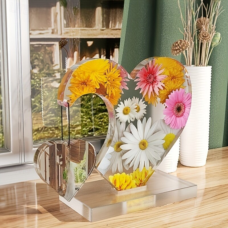 Large Heart Display Resin Silicone Casting Mold 1set, DIY Photo Heart Shape Silicone Mold for Home Decoration Wedding Ornament Graduation Souvenir2