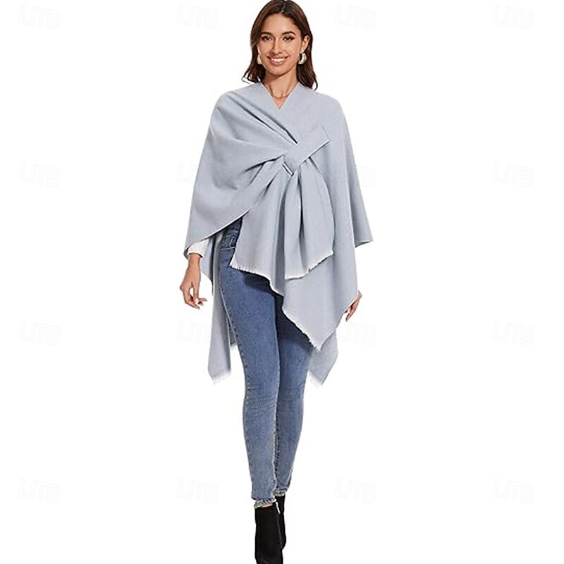 Shawl Wraps for Women Elegant Knitted Cape Open Front Poncho Scarf Blanket Cardigan Coat for Autumn and Winter3