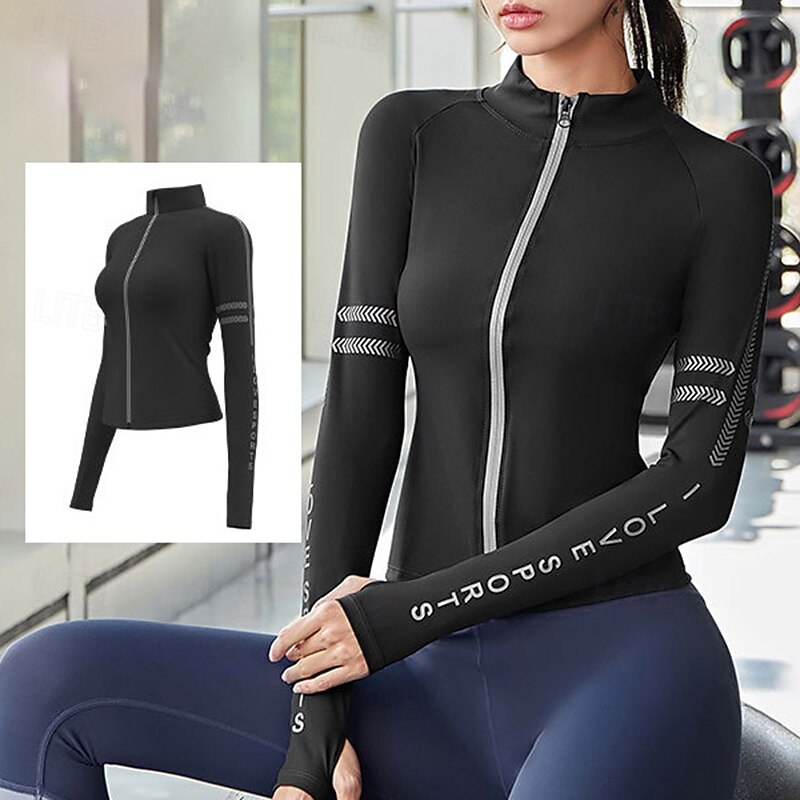 Women's Sport Jacket Soft Full Zip Long Sleeve Sports Solid Color Top For Gym Running Fitness Activewear2
