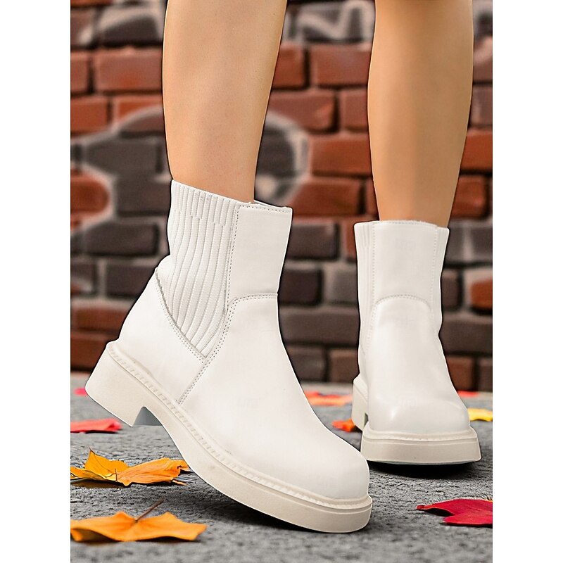 Women's Black Chelsea Ankle Boots – Elastic Side Panel Faux Leather Booties for Fall Street Style, Work and Casual Outfits2