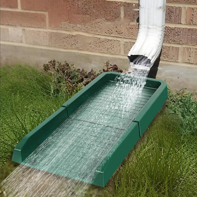 Rain Gutter Downspout Splash Block with 2 Ground Spikes 1pc Drain Extender