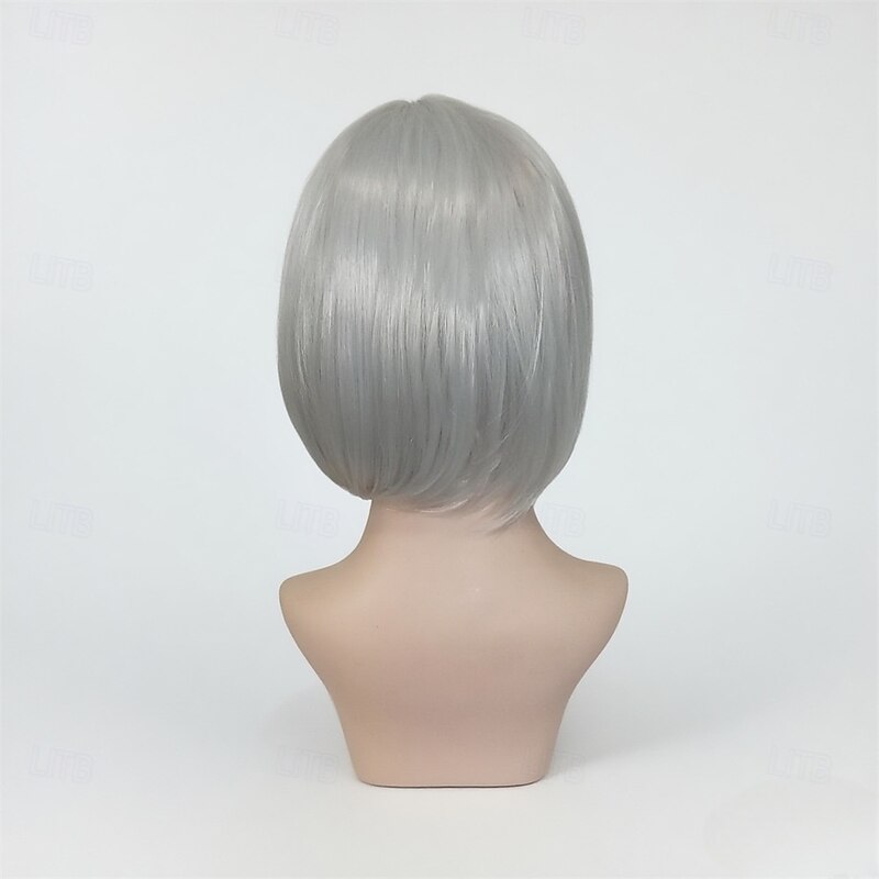 Megan2 Silver White Short Bob Short Hair Anime Wig for Women COS Wig Cross-border New Wig for Women Children4