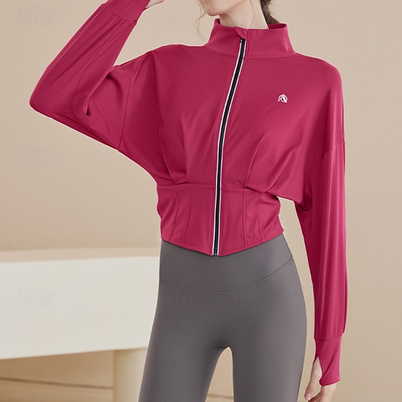 Women's Full Zip Jacket Windproof Quick Dry Long Sleeve Sports Solid Color Top For Gym Zumba Running Slim Activewear2