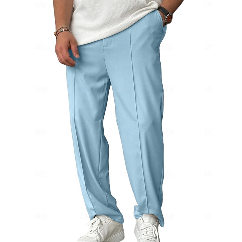 Men's Sweatpants Trousers Baggy Pants Straight Leg Sweatpants Open Bottom Sweatpants Drawstring Pleated Elastic Waist Plain Moisture Wicking Breathable Full Length Outdoor Casual Daily Fashion