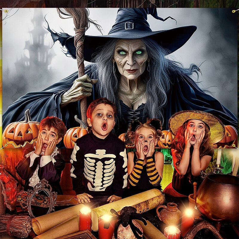 Halloween Tapestry Banners Wall Hangings Witch Fantasy Dark Punk Gothic Style Party Dorm Shooting Backgrounds Home Decor