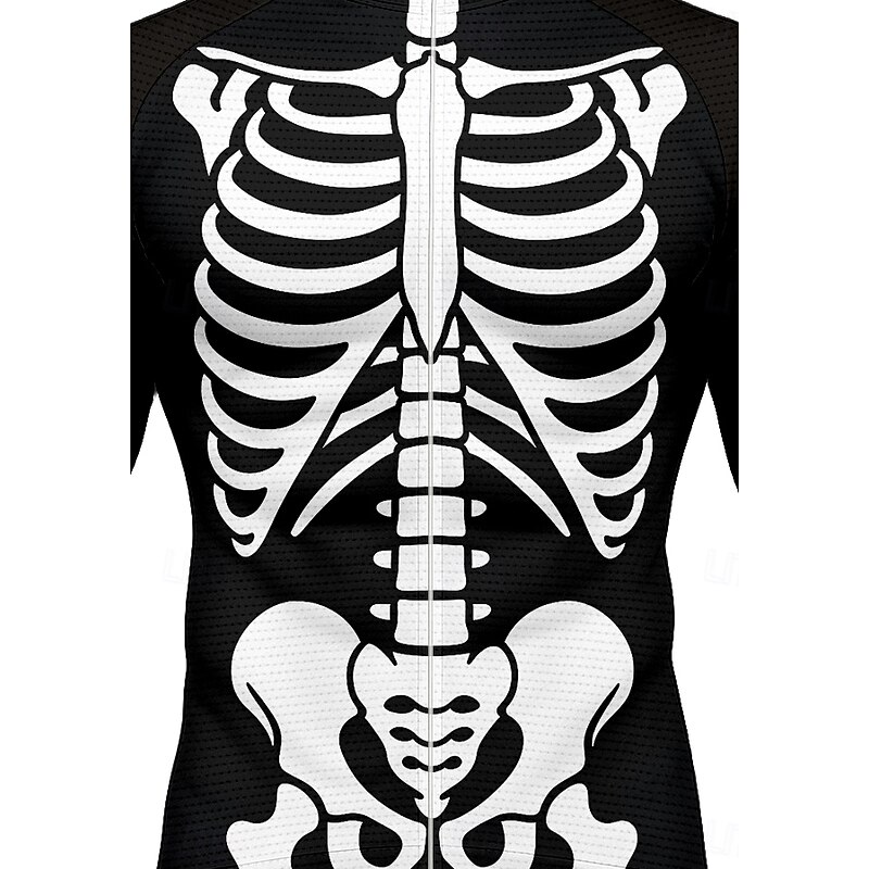 Men's Men Tops Cycling Jersey Graphic Skull Halloween Long Sleeve Bike Jersey Top with 3 Rear Pockets Sun Sun Protection Sunscreen Quick Dry Sports Black Clothing Apparel3