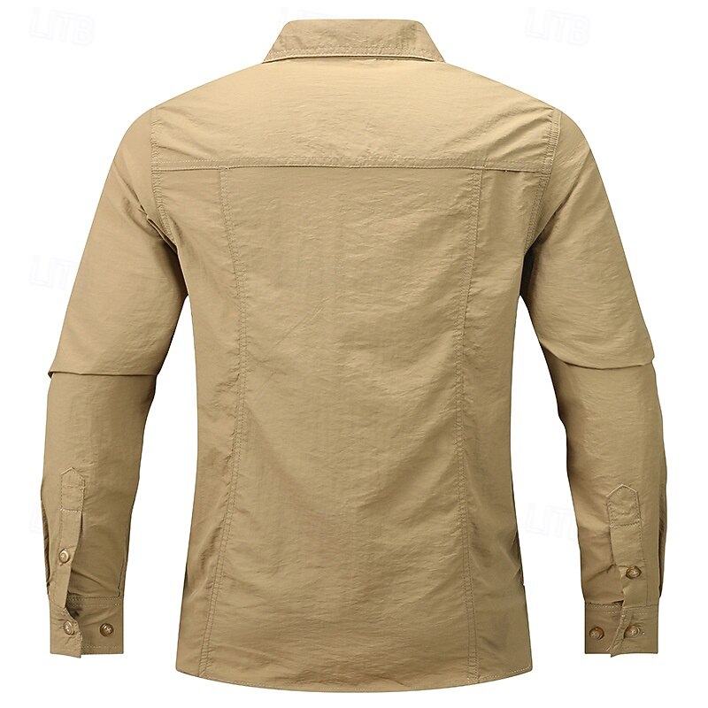 Men's Cargo Shirt Hiking Shirt Waterproof Shirt Long Sleeve Turndown Top Outdoor Waterproof Quick Dry Cotton Black Army Green Khaki Hunting Workout Traveling4
