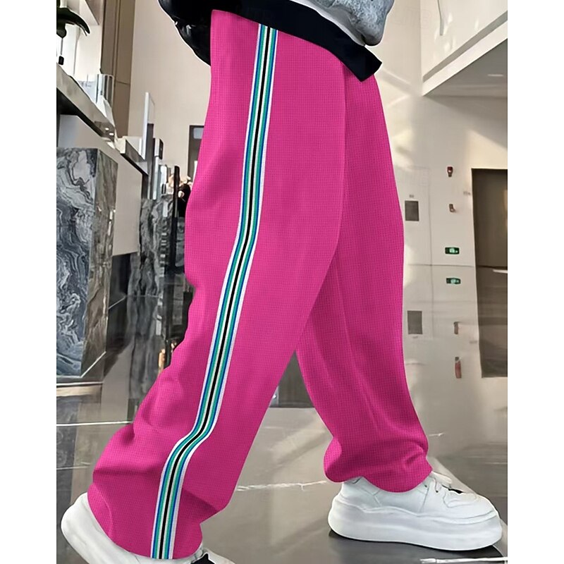 Men's Sweatpants Trousers Straight Leg Sweatpants Drawstring Pocket Elastic Waist Striped Comfort Sports Outdoor Daily Fashion Casual Dark Brown Black Micro-elastic4