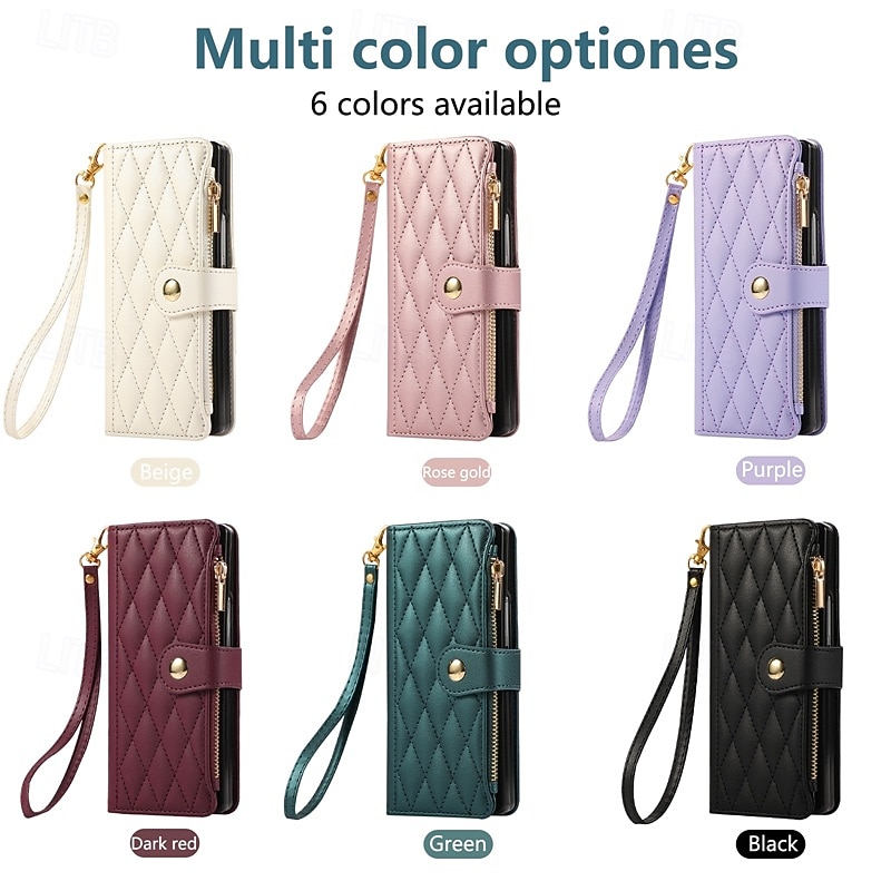 Phone Case For Samsung Galaxy Z Fold 7 Z Fold 6 Z Fold 5 Z Fold 4 Back Cover with Lanyard Kickstand Card Slot Retro TPU PU Leather