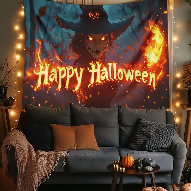 Halloween Tapestry Banners Blanket Skeleton Pumpkin 3D Fantasy Dark Punk Gothic Style Party Dorm Shooting Backgrounds Home Decor2