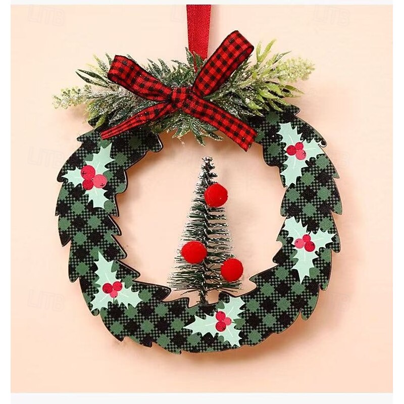 4pcs Mini Christmas Wreath Hanging Ornaments – Cedar Green Round Decor for Christmas Tree and Holiday Scene Decorations4
