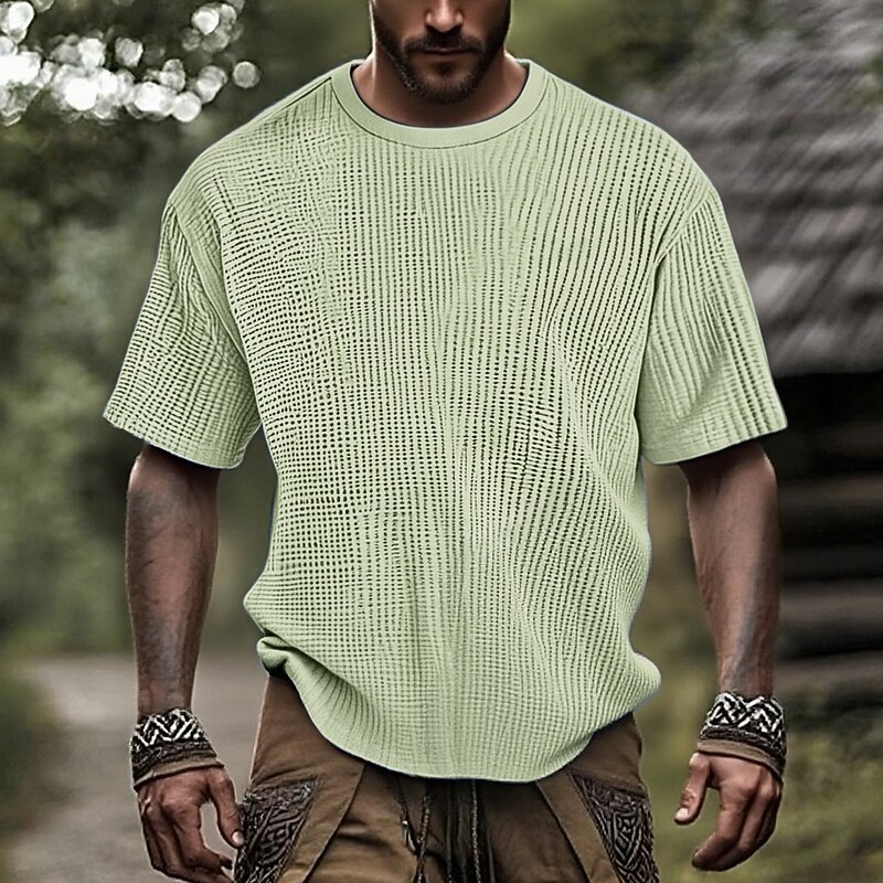 Men's T Shirt Tee Short Sleeve Shirt Tee Top Short Sleeve Crew Neck Summer Plain Fashion Designer Basic Jacquard Vacation Street Going out Blue Navy Blue Purple Top Tee for Men2