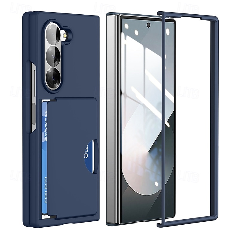 Phone Case For Samsung Galaxy Z Fold 7 Z Fold 6 Back Cover Card Slot Shockproof Retro PC2