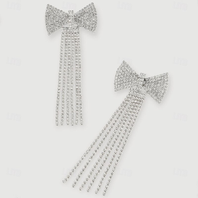 Women's Stud Earrings Tassel Fringe Precious Bowknot Elegant Fashion Imitation Diamond Earrings Jewelry Silver / Gold / Rainbow For Wedding Party Gift Daily 1 Pair4