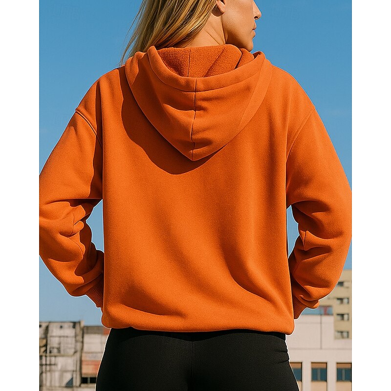 Women's Casual Sweatshirt Pullover Hoodie Quarter Zipper Long Sleeve Top Athleisure Fall Solid Colored Fashion Outdoor Travel Sportswear Activewear Black Light Green Purple2