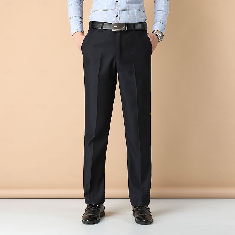 Men's Dress Pants Tapered pants Trousers Suit Pants Pocket Plain No-Iron Full Length Party Business Daily Fashion Streetwear Black Navy Blue Inelastic