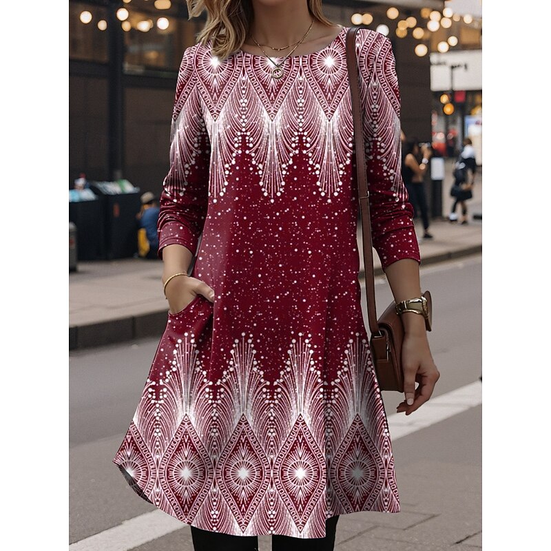 Women's Mini Dress T Shirt Dress Tee Dress A Line Dress Vacation Casual Daily Date Regular Fit Ombre Graphic Abstract Long Sleeve Crew Neck Red Royal Blue Blue Purple Summer Spring Fall Winter3