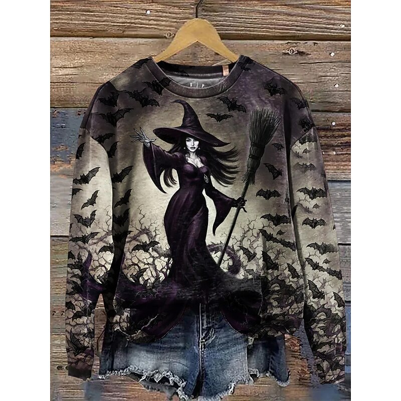 Women's Pullover Sweatshirt Graphic Fashion Casual Long Sleeve Crew Neck Regular Tops Street Dailywear Casual Print Black Orange Beige Fall Winter2