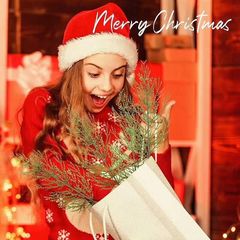 50pcs Christmas Artificial Pine Branches – Faux Green Pine Needles for Christmas DIY Wreaths, Garland, and Holiday Decorations4