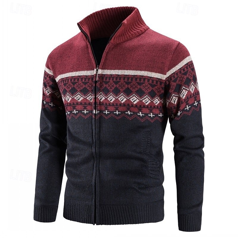 Men's Sweater Dress Sweater Cardigan Sweater Fair Isle Sweater Zip Sweater Ribbed Knit Regular Tops Knitted Ribbed Geometric Turtleneck Fashion Shawls Casual Daily Wear Clothing Apparel Fall Winter4