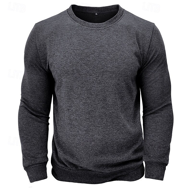 Men's Sweatshirt Fleece Sweatshirt Black White Army Green Red Light Grey Crew Neck Plain Sports & Outdoor Daily Holiday Polyester Streetwear Basic Casual Fall Winter Clothing Apparel Hoodies3