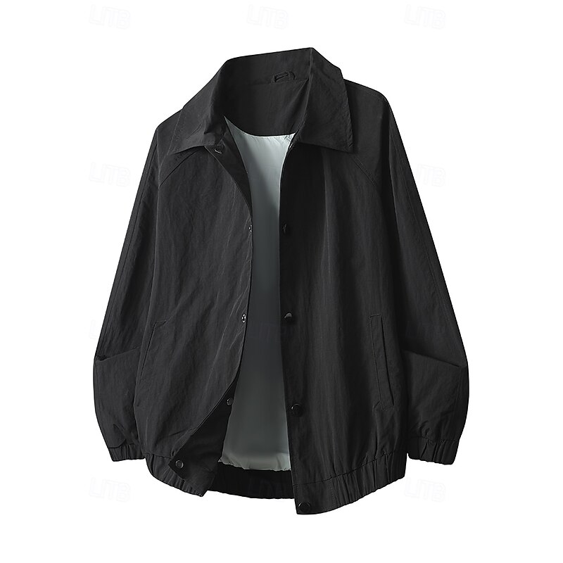 Men's Jacket Casual Jacket Outdoor Vacation Warm Zipper Pocket Fall Winter Plain Fashion Streetwear Standing Collar Regular Black Khaki Coffee Jacket4