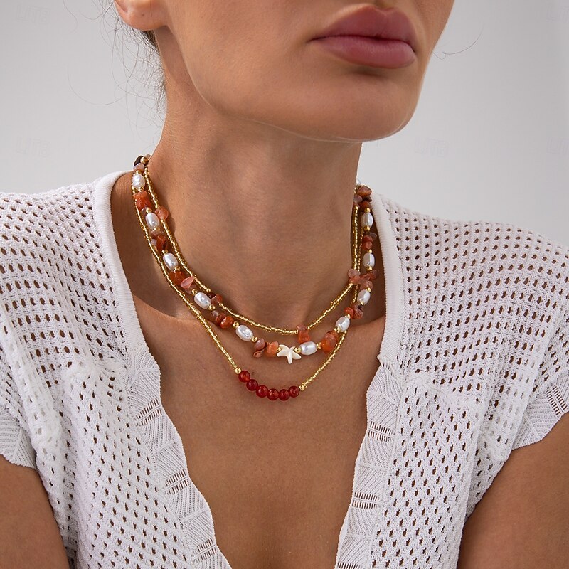 Pendant Necklace Resin Shell Rhinestones Women's Elegant Luxury Tassel Beads Wedding Circle Necklace For Wedding Party Birthday2