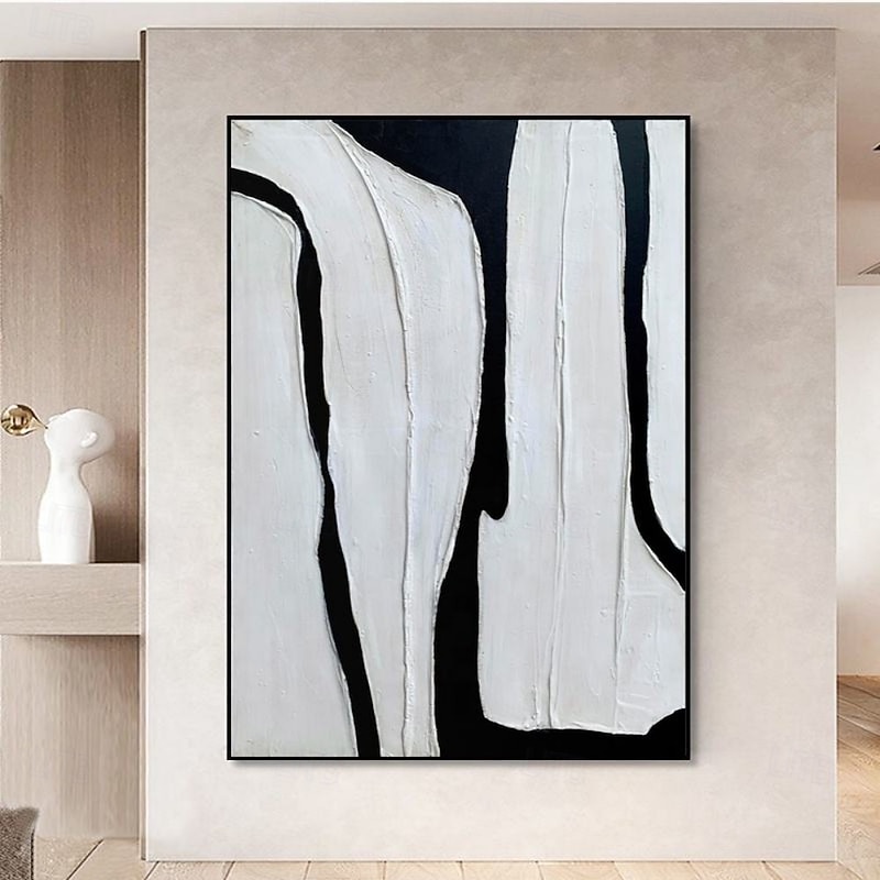 Handmade Oil Painting Canvas Wall Decoration Abstract Black and White Texture Art for Home Decor Rolled Frameless Unstretched Painting4
