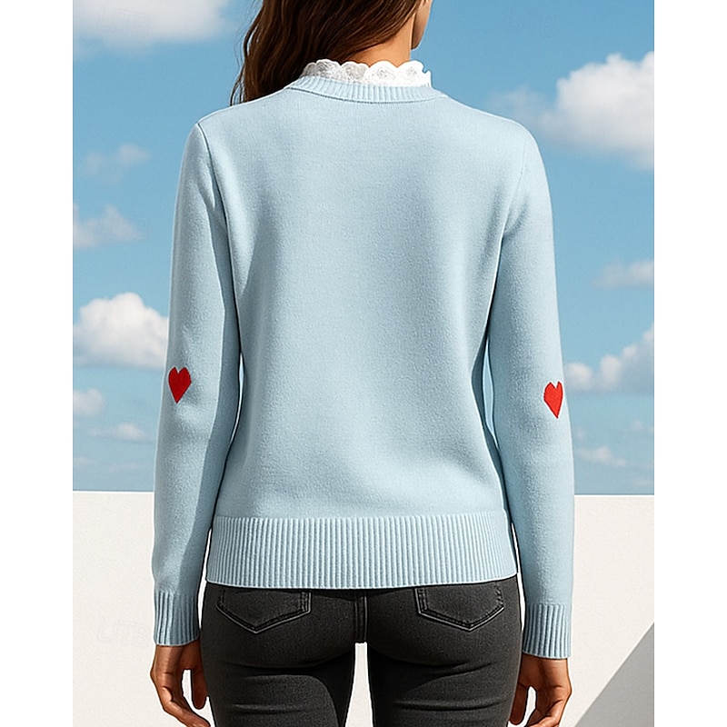 Women's Casual Tops Pullover Sweater Embroidery Long Sleeve Top Athleisure Fall Heart Fashion Warm Workout Outdoor Training Sportswear Activewear Black Blue Green2