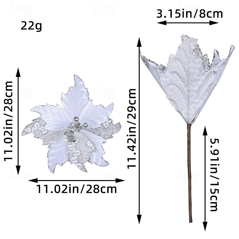 1pc Christmas Poinsettia Artificial Flower, 3-Layer Gold Glitter 3D Faux Floral, New Hong Kong Style Christmas Tree Hanging Ornament2