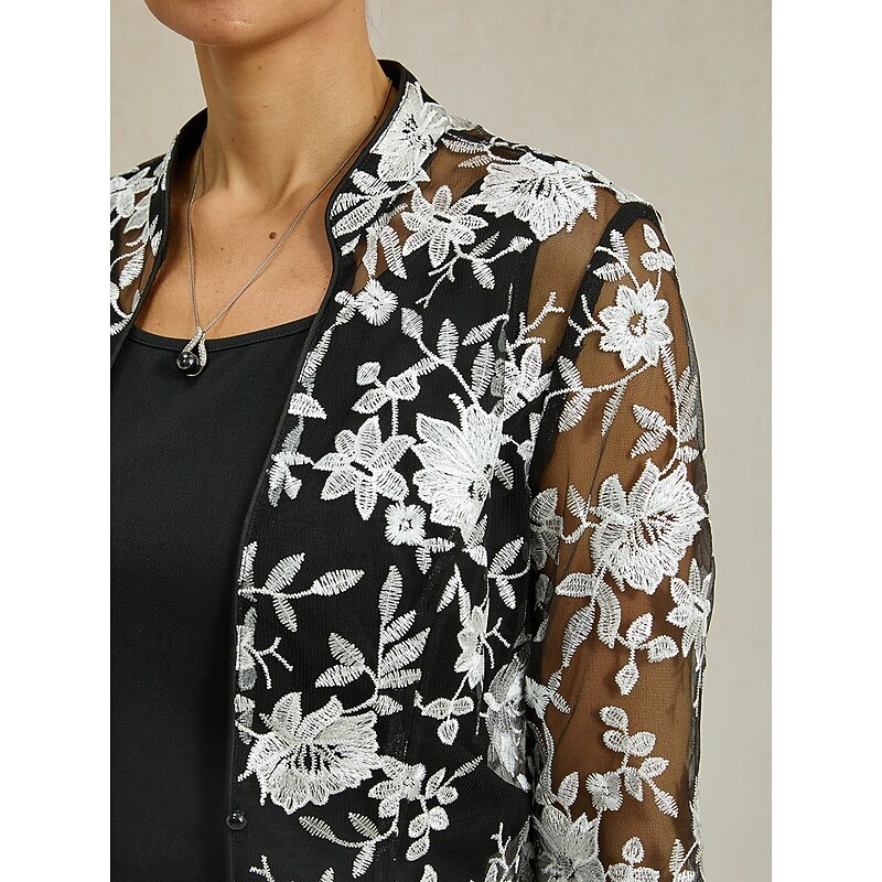 Women's Dressy Tops Lace Tops Floral Elegant Vintage High Neck Black Summer Spring Fall4