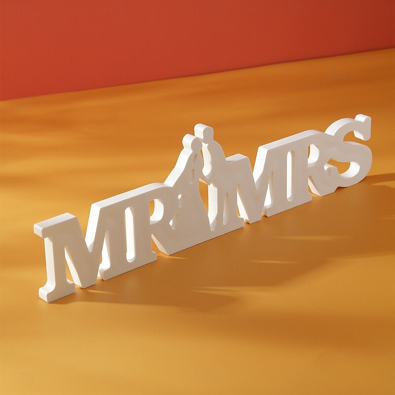 Mr & Mrs Wedding Letter Sign,White Foam Board  Decorative Tabletop Plaque for Valentine's Day, Wedding, Holiday, Party & Home Decor3