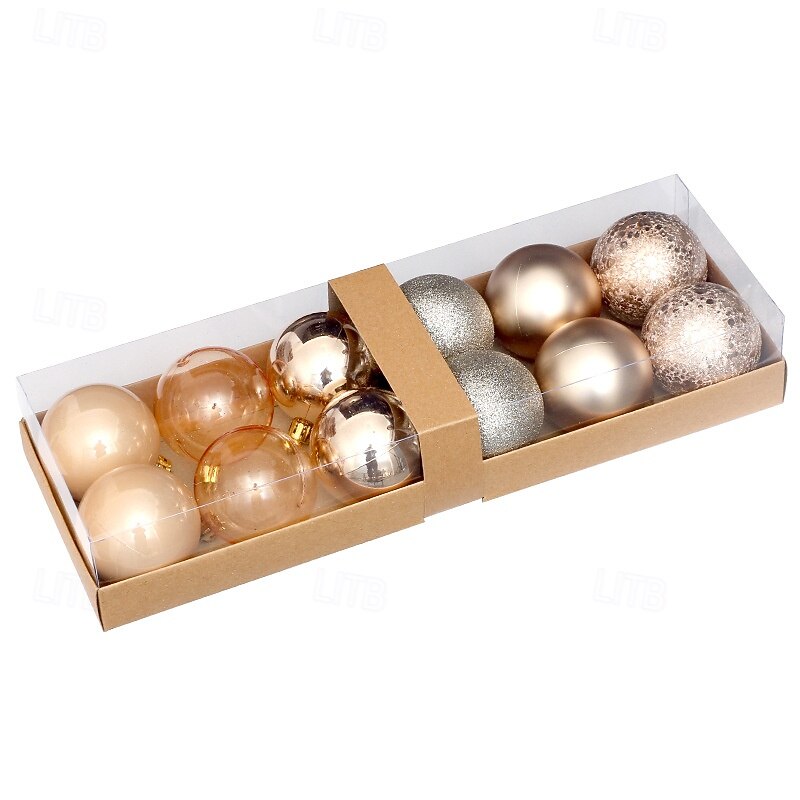 12 pcs Christmas Tree Balls Baubles Ornaments, 6 cm/2.36 inch Xmas Decoration, Premium Painted Christmas Ball Gift Box Hanging Set, Festive Tree Decor3