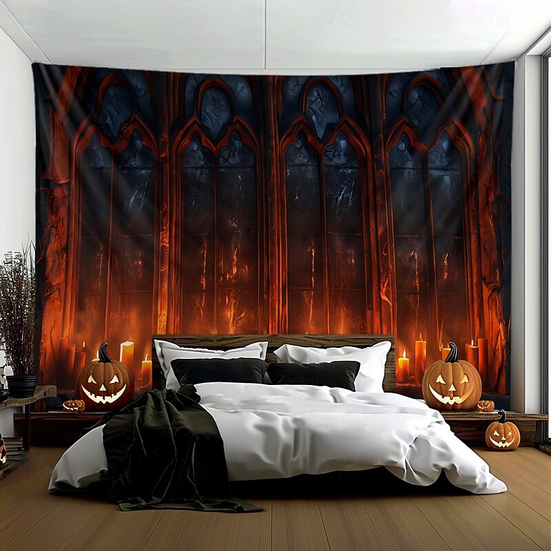 Halloween Tapestry Banners Wall Hangings Church 3D Dark Punk Gothic Style Party Dorm Shooting Backgrounds Home Decor4