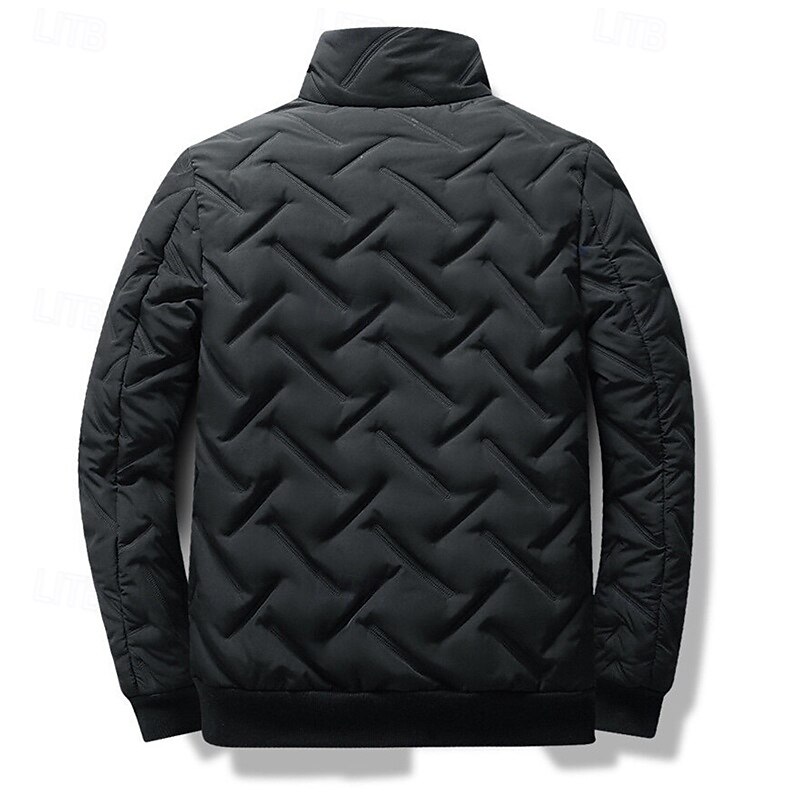 Men's Winter Coat Quilted Jacket Parka Pocket Polyster Vacation Daily Wear Date Regular Fashion Casual Comfortable Thermal Warm Winter Solid / Plain Color Black Green Gray Puffer Jacket2