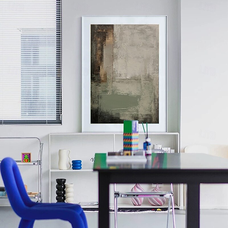 Mintura Hand Painted Abstract Green Oil Paintings on Canvas Modern Abstract Wall Art Picture For Home Decoration Ready To Hang With Stretched Frame4