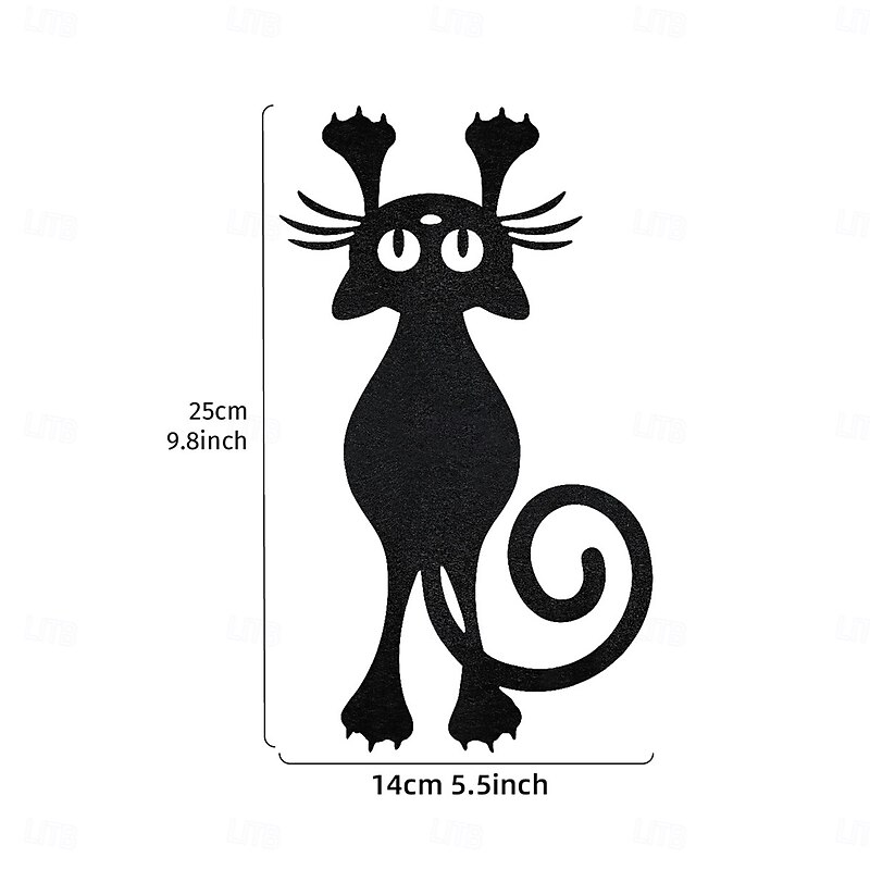 Halloween Decor Non-Woven Fabric Wall Sticker – Long-Tailed Black Cat Hanging Decoration, Perfect for Home Walls, Halloween Party and Festive Seasonal Displays2