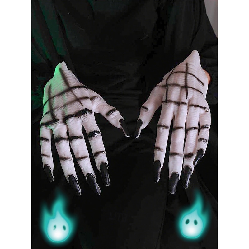 Women's Skeleton Hand Gloves – Halloween Themed Vinyl Gloves with Black and White Design, Perfect for Costume Parties and Halloween Events - Main Image