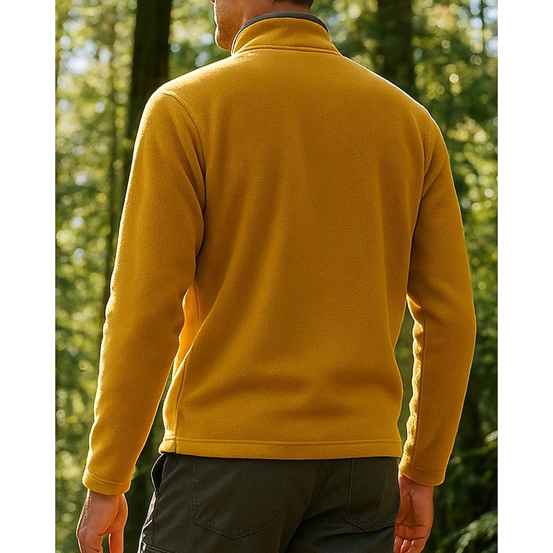 Men's Fleece Sweatshirt Quarter Zip Sweatshirt Winter Outdoor Thermal Warm Top White Yellow Army Green Dark Blue2