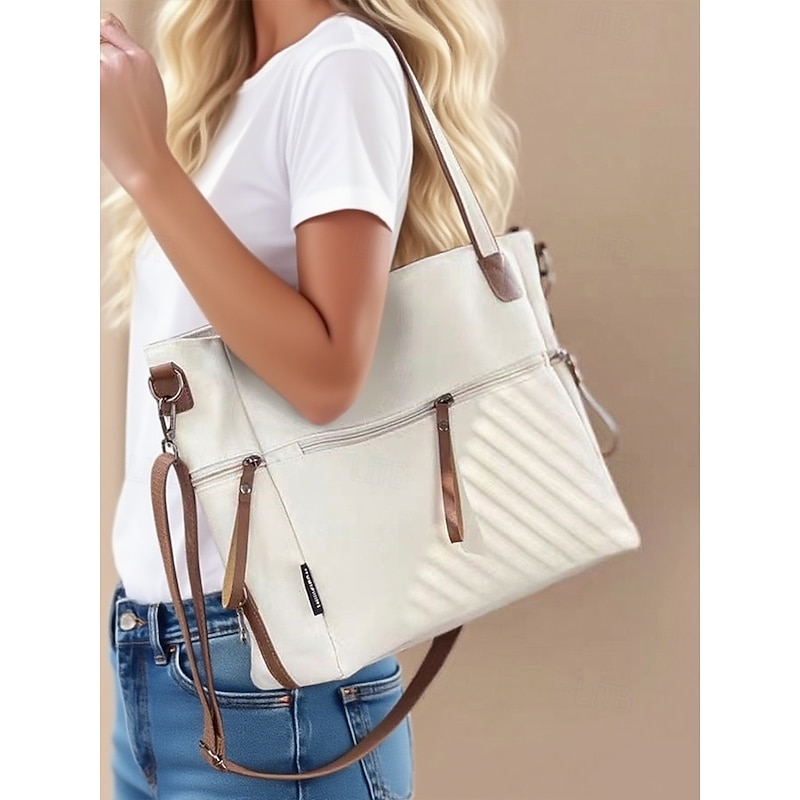 Women's Large - Capacity Canvas Tote Bag, Casual Style, Ideal for Daily Commute & Shopping, Perfect for Fashion - Loving Ladies2