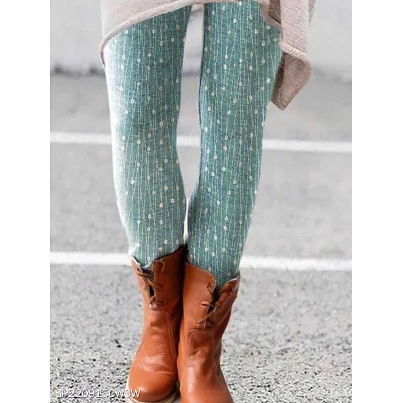 Women's Leggings Vacation Vintage Fashion Ankle-Length High Waist Graphic Geometric Abstract Printing Soft Breathable Micro-elastic Outdoor Daily Robin's Egg Blue Grey Green Spring Fall Winter Slim2