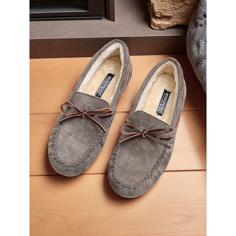Women's Cozy Faux Fur Lined Loafers – Moccasin Shoes for Park, Errands and Everyday Wear
