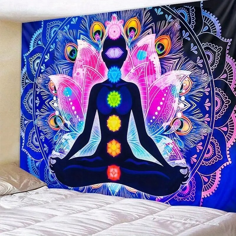 Tapestry Wall Hangings Yoga Meditation Flower Chakra Galaxy Lotus Mystic Outdoor Bedroom Living Room Dorm Home Decor2