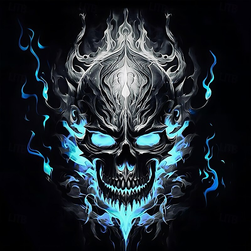 Halloween Men's Skull 3D T Shirt Short Sleeve T shirt 3D Print Crew Neck Shirt Exaggerated Designer Horror Party Street Club Blue Purple Green Summer Spring All Seasons Clothing Apparel S M L XL XXL4