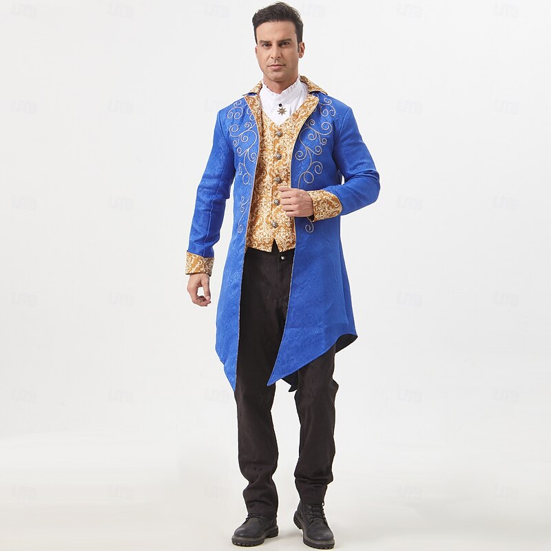 Medieval Renaissance Steampunk Coat Tailcoat Outerwear Prince Vampire Nobleman Fancy Dress Men's Halloween Carnival Performance LARP Ren Faire Adults Vest3
