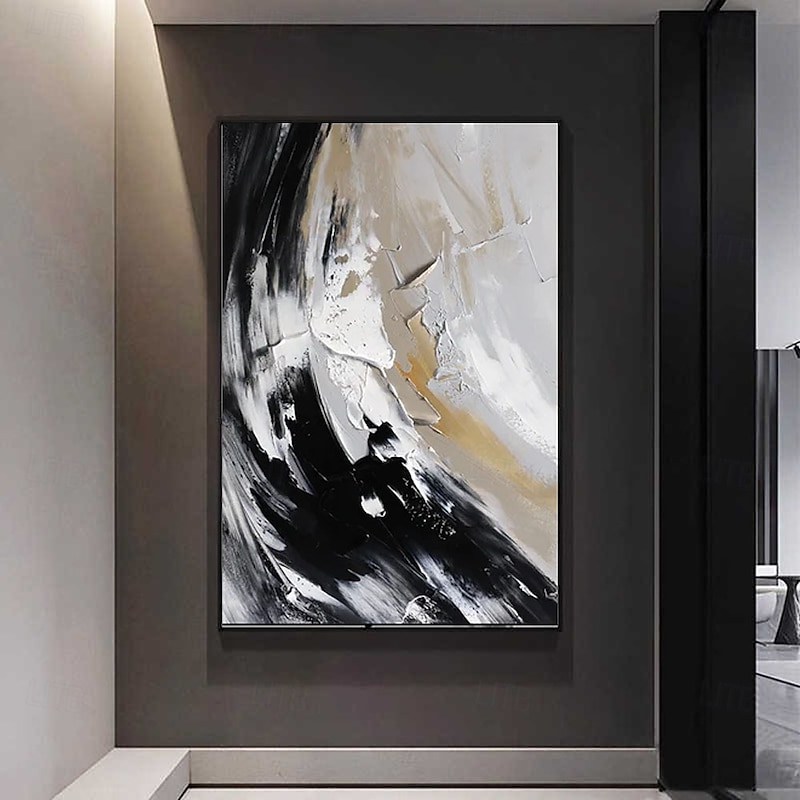 Handmade abstract oil painting Hand Painted ABSTRACT Oil Painting Wall Modern Fashion Abstract Black White Canvas Painting Home Decoration Decor Rolled Canvas Paingtings