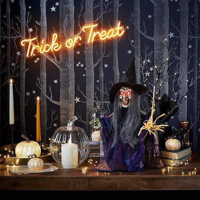 Halloween Witch Decorations, Halloween Witches Open Witch Figures Halloween Decorations Sound Active - Home Decor, Party Gift Supplies, Indoor Outdoor with Lighted Eyes4