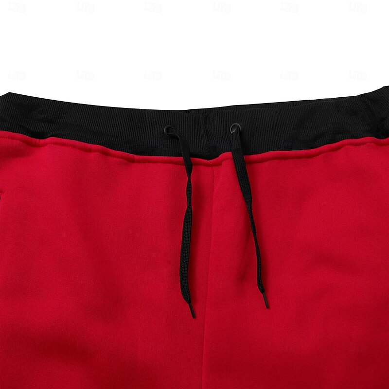 Men's Sweatpants Joggers Trousers Casual Pants Drawstring Side Stripe Solid Colored Moisture Wicking Breathable Full Length Daily Running Streetwear Sports Fashion Black Red Micro-elastic2