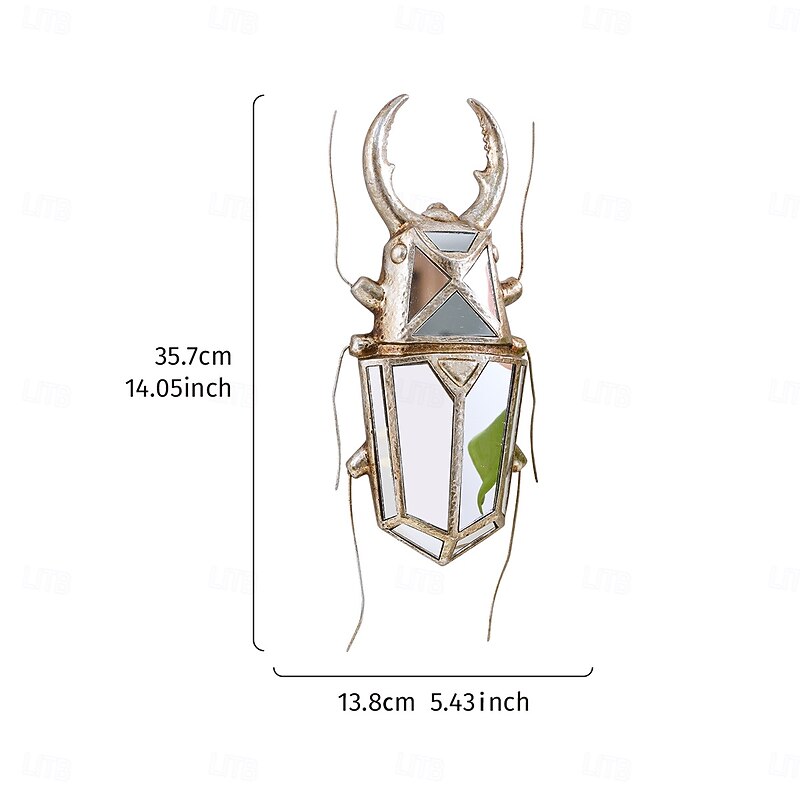 1PC A Resin Material Wall Hanging in The Shape of A Sheep's Horn Insect With a Specially Designed Surface Inlaid With A Mirror is Suitable for Decorative Hanging in An Insect House at Home Parties3