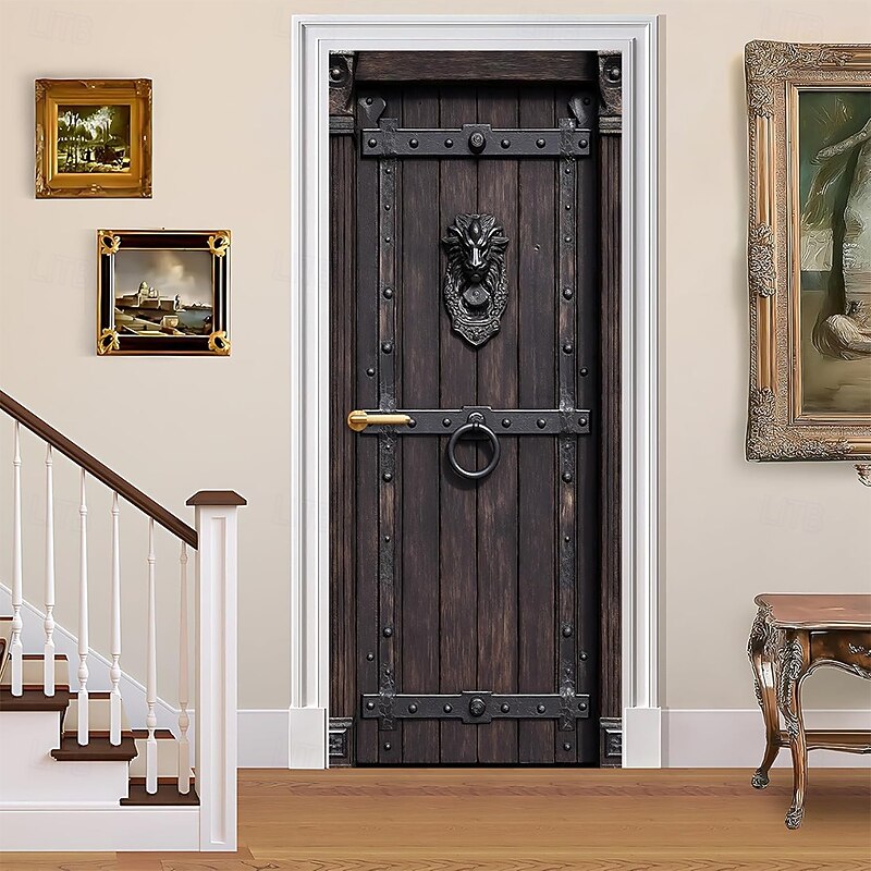Door Cover Outdoor Banners Castle Door Vintage Medieval 3D Bedroom Living Room Dorm Front Door Home Decor2